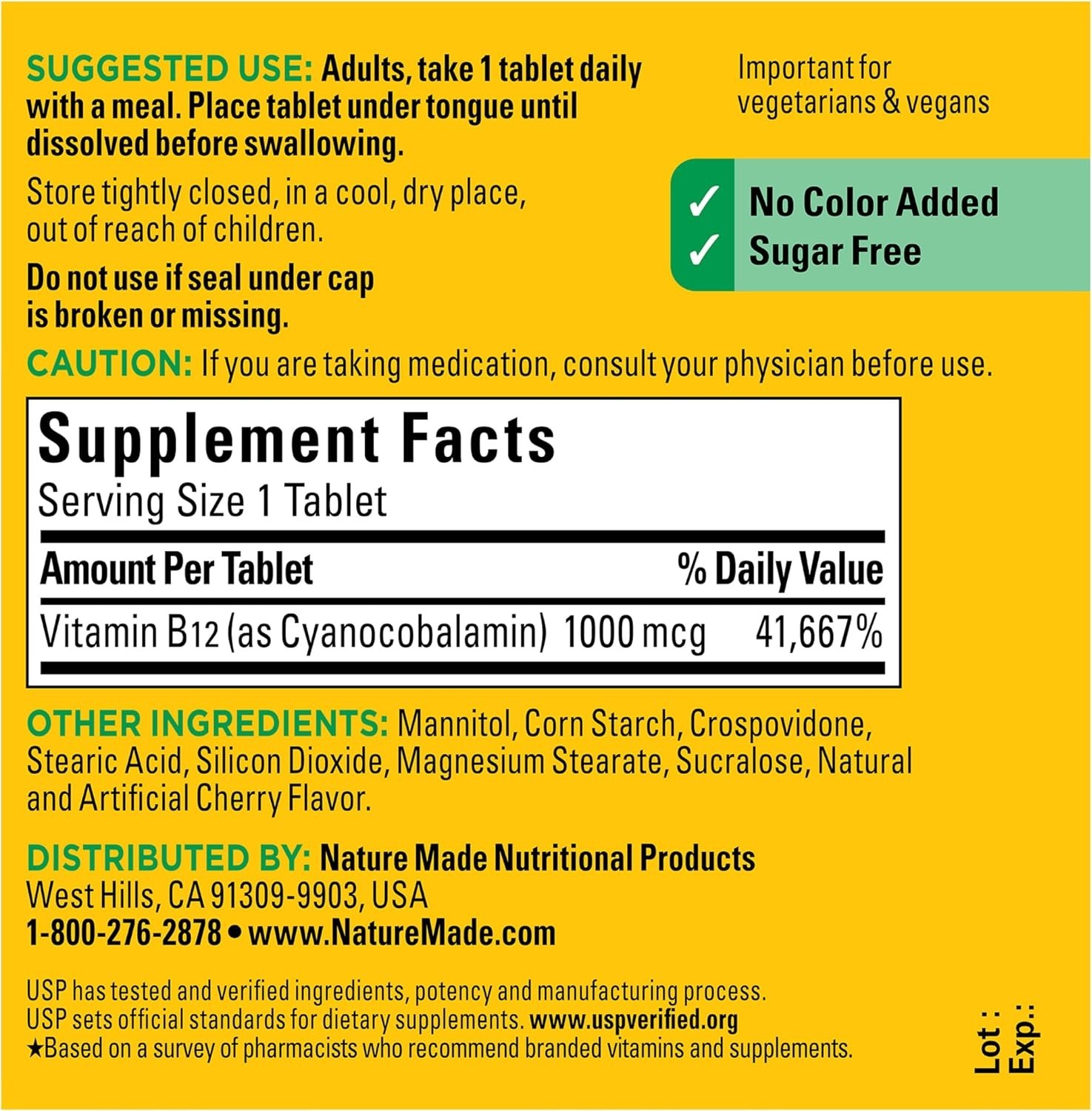 Nature Made Vitamin B12 1000 mcg 150 Count Fast Dissolve Energy Support Tablets