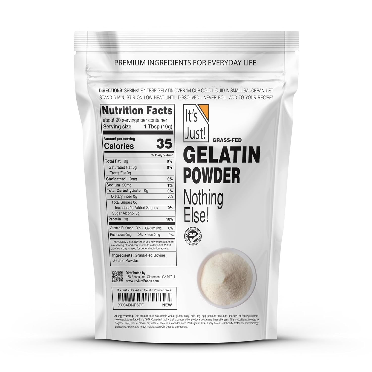 Heavy Metal Tested Gelatin Powder 2lb – Ideal for Healthy Recipes & Keto Diets