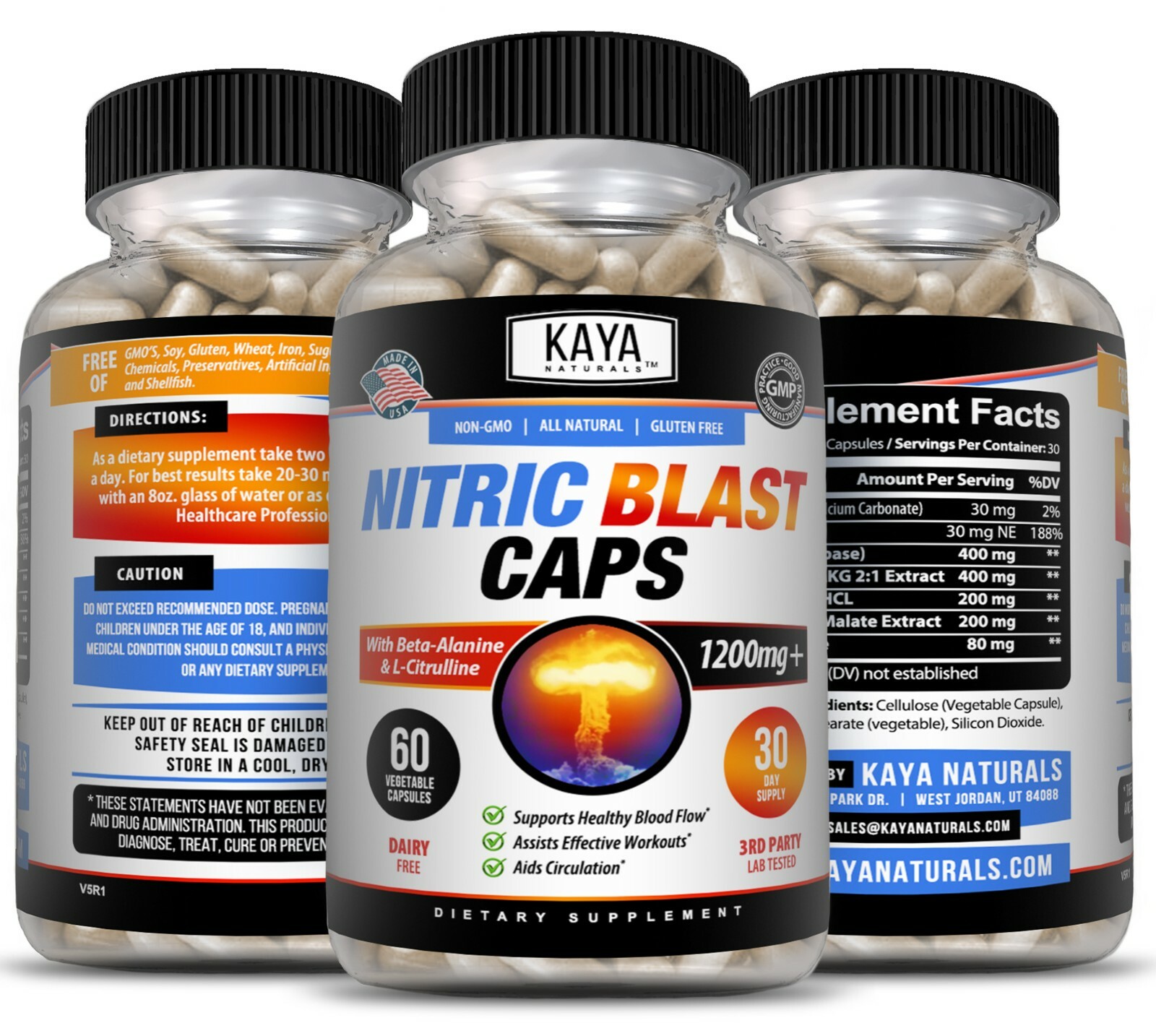(2 Pack) Nitric Blast 60ct, L-Arginine Nitric oxide, NO3, Testosterone Booster