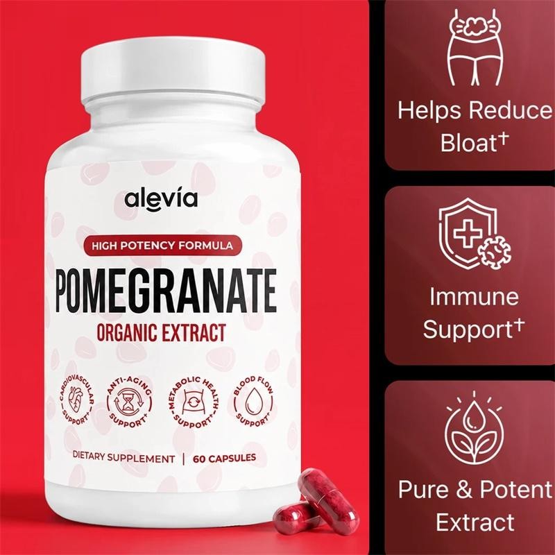 Alevia Pomegranate Capsules 60ct Organic Extract Antioxidant Immune Heart Suppor