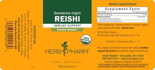 Herb Pharm Reishi Mushroom Liquid Extract Drops Immune System Builder 4 Oz