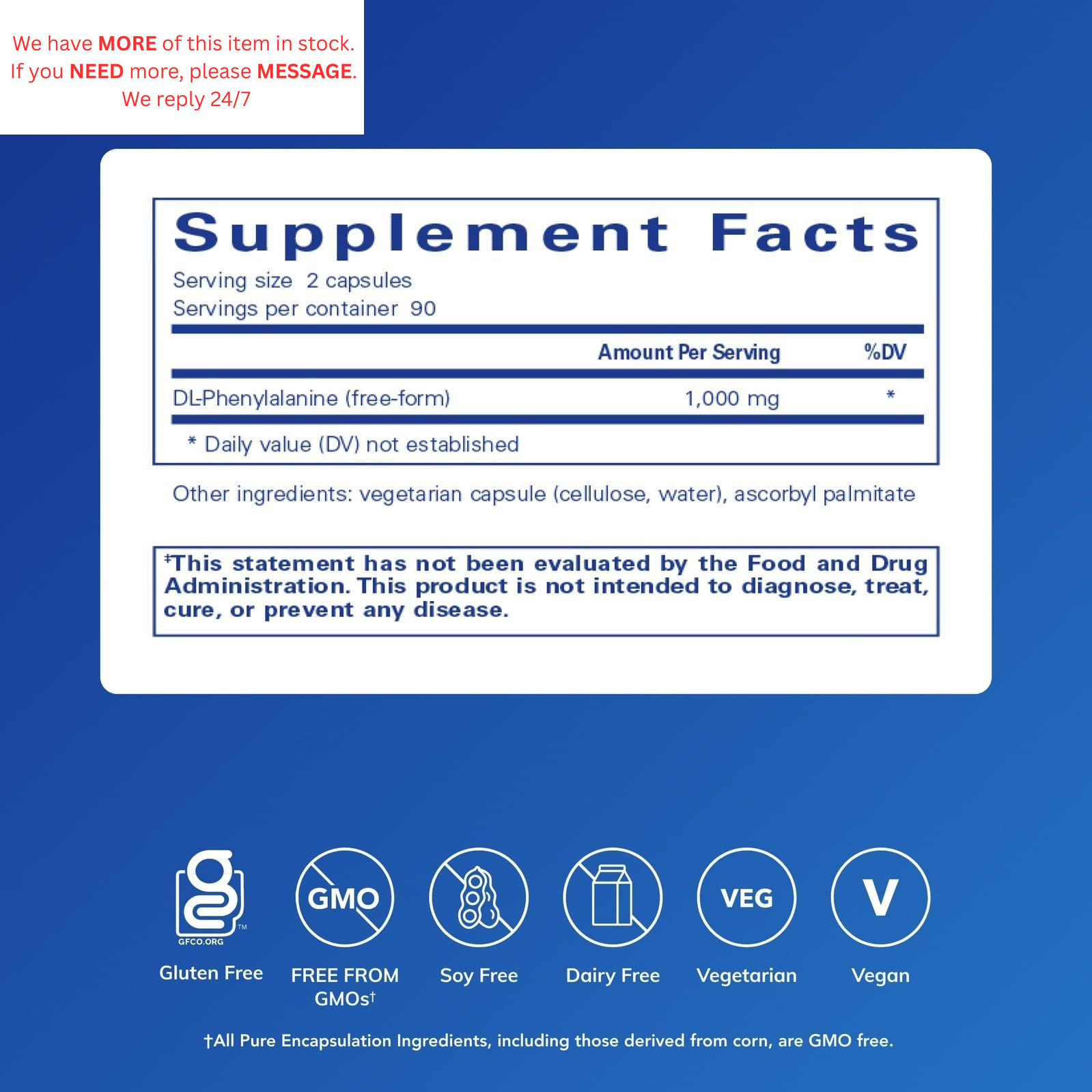 Pure Encapsulations DL-Phenylalanine | Amino Acid 180 Count (Pack of 1)