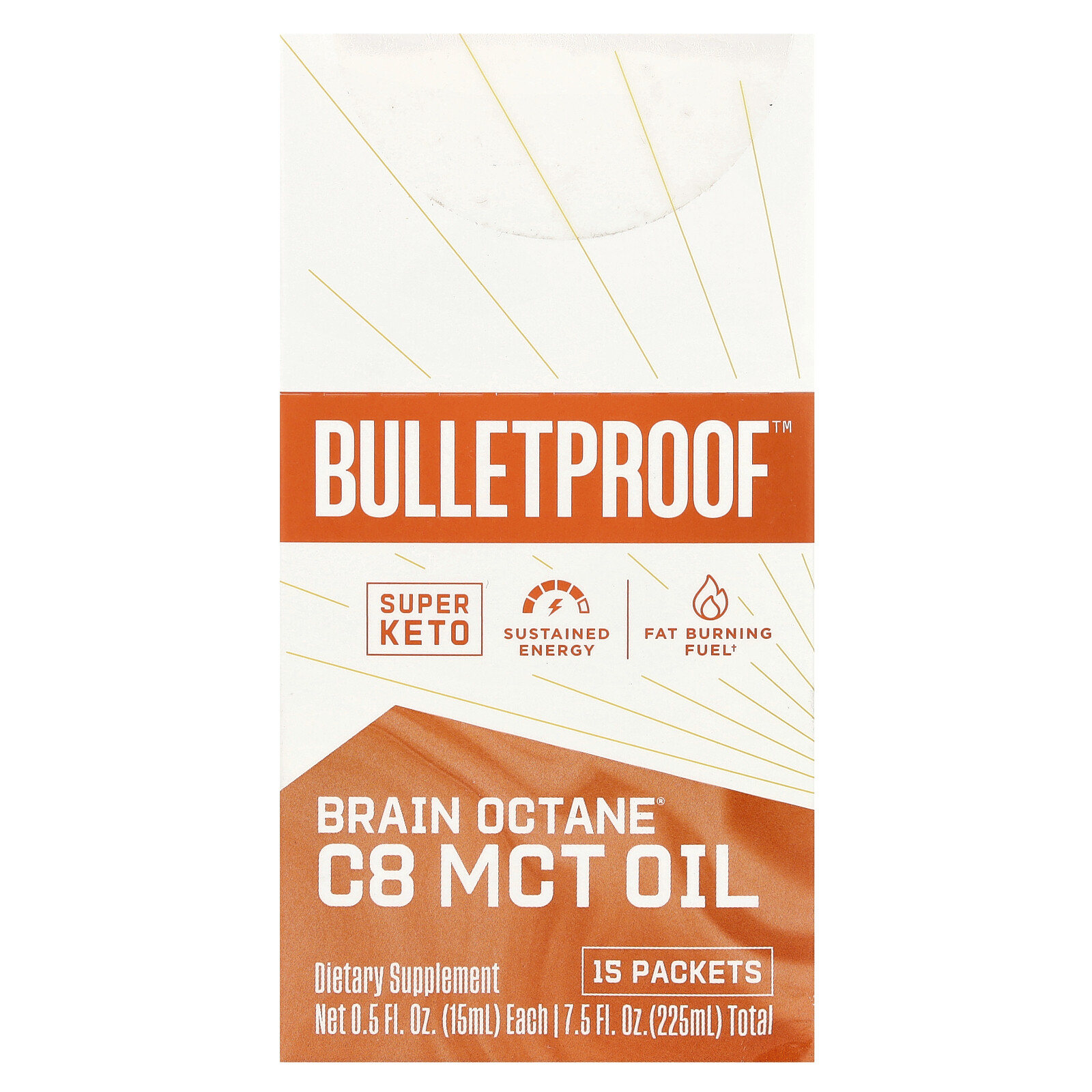 Brain Octane® C8 MCT Oil , 15 Packets, 0.5 fl oz (15 ml) Each
