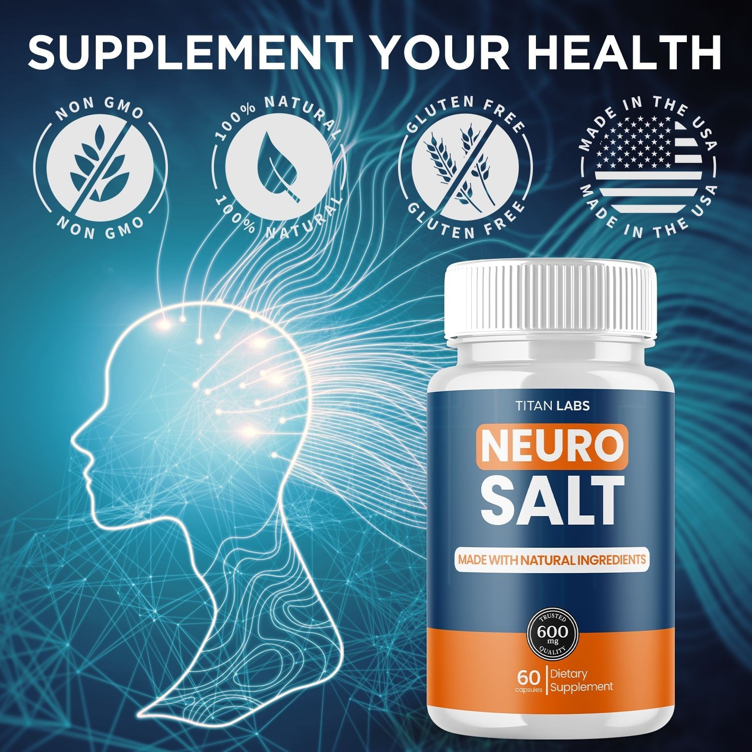 (2 Pack) Neuro Salt Nootropic All Natural Brain Supplement NeuroSalt 120 Capsule