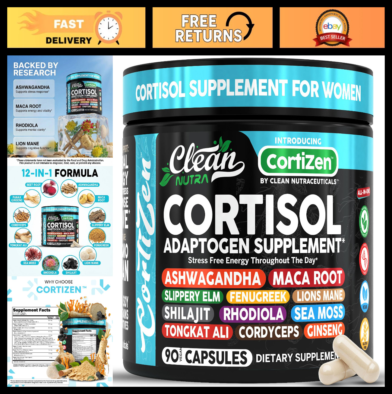 Cortisol Supplements for Women – Maca Root, Ashwagandha, Detox Manager + Ginseng