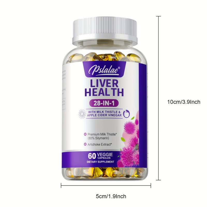 Liver Health Supplement Dandelion Milk Thistle ACV Turmeric 60 Capsules