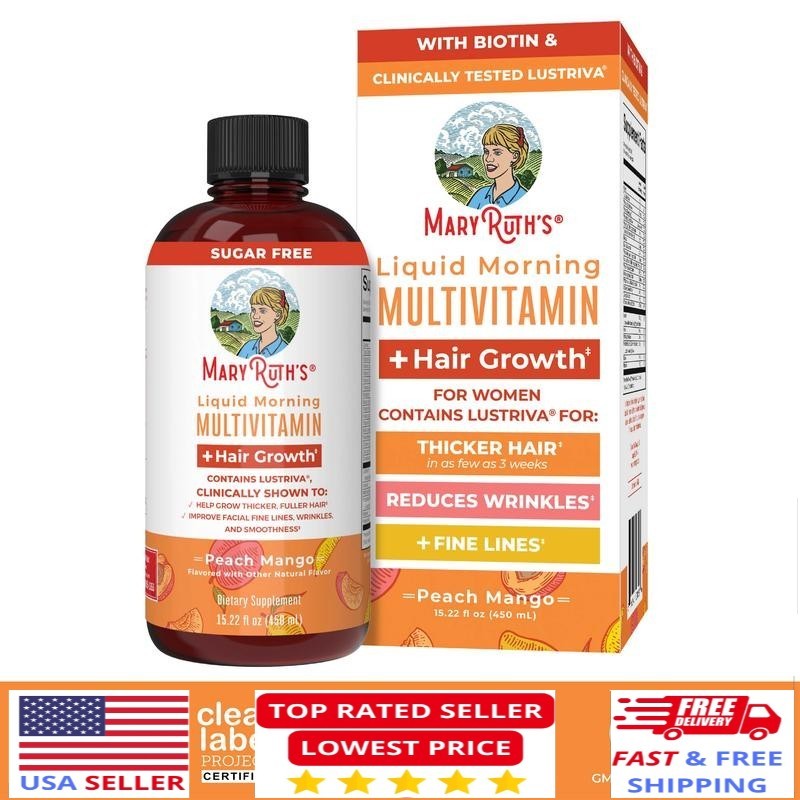 ‘ MaryRuth s Liquid Multivitamin + Hair Growth – Thicker Hair – Vegan , 15 . 22