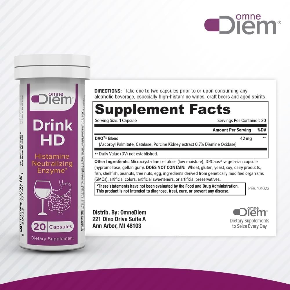 20 Count DAO Enzyme DrinkHD 3 Pack – Diamine Oxidase Supplement, Convenient Carr