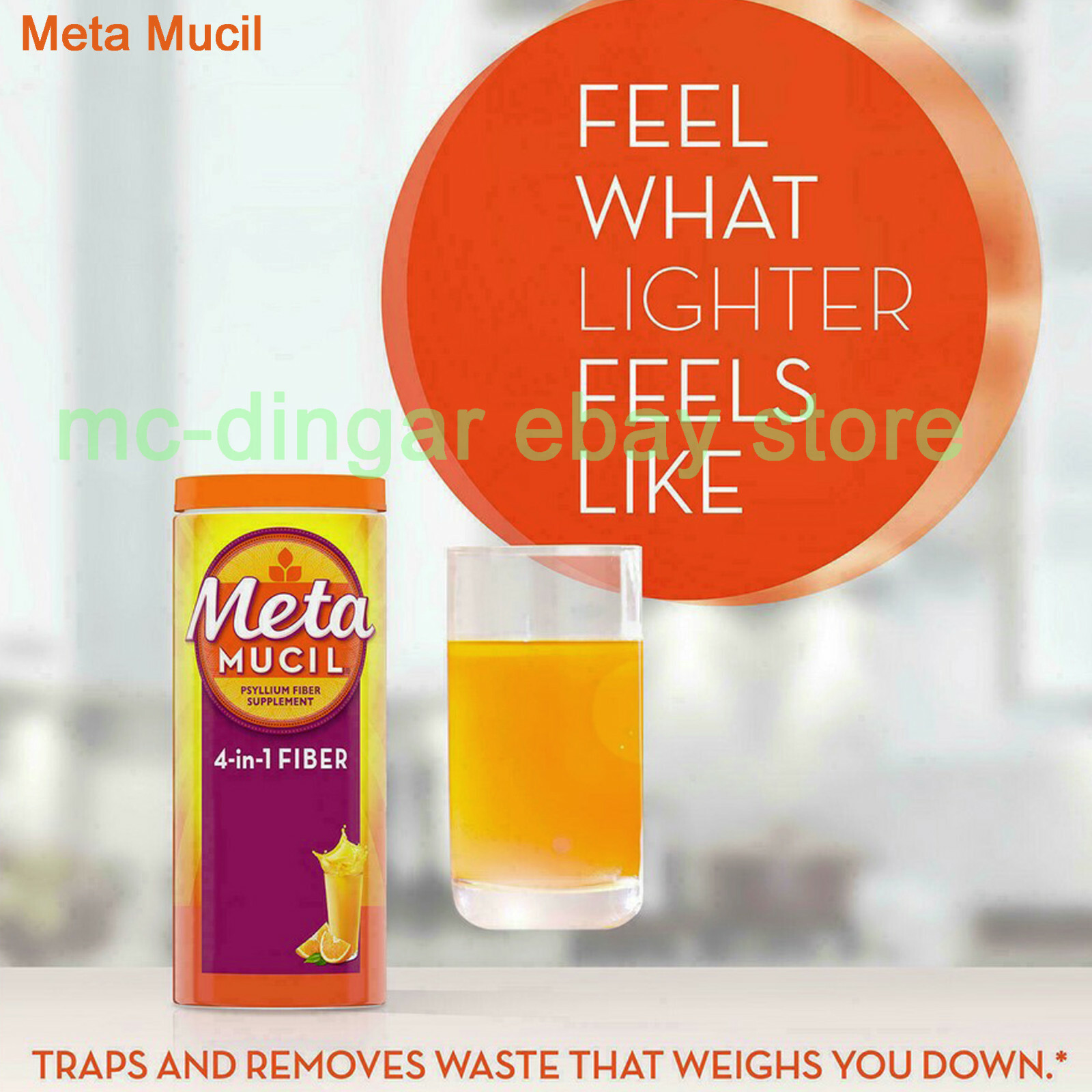 55 oz Metamucil 4-in-1 MultiHealth Fiber Supplement Powder Orange Smooth EX 2026