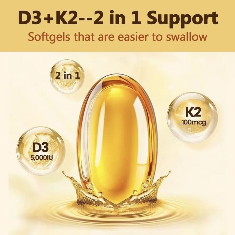 2 Bottles D3 K2 Veggie Softgels Daily Bone Heart Immune Vegan Wellness Support