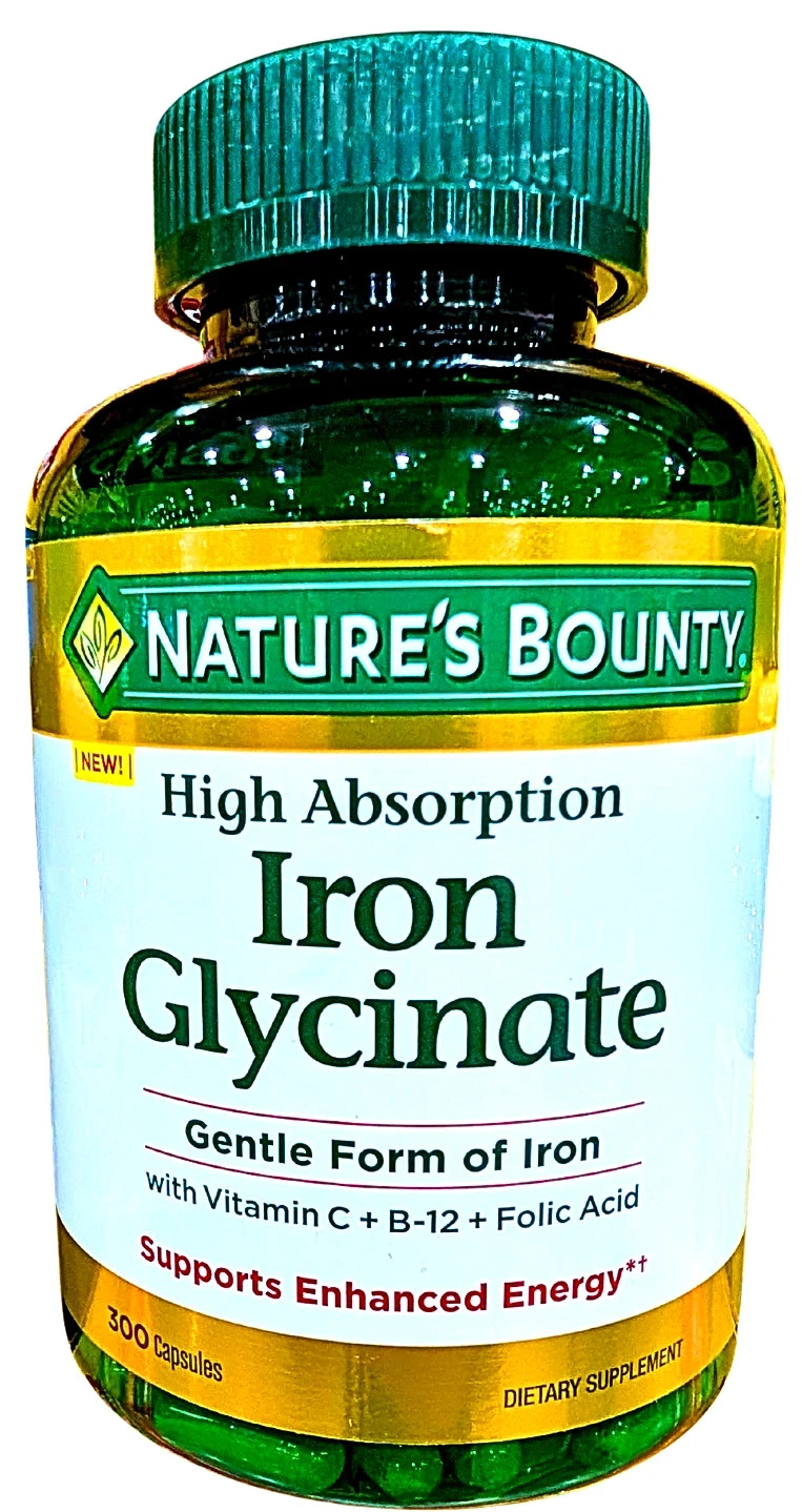 Nature’s Bounty Iron Glycinate 300 Count EXP 04/2028