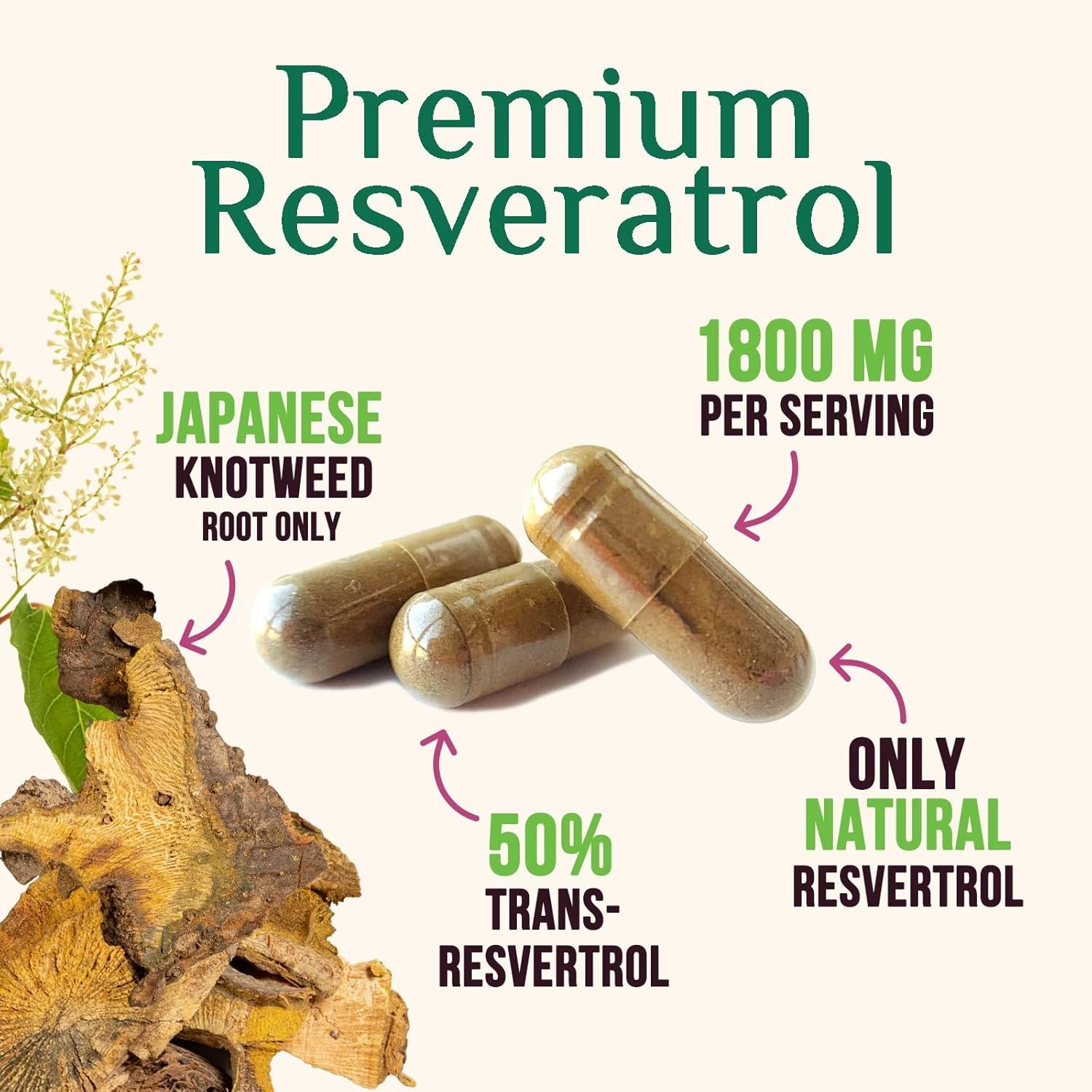 Resveratrol Supplement 1800mg – Extra Strength Trans-Resveratrol, Antioxidant Bl