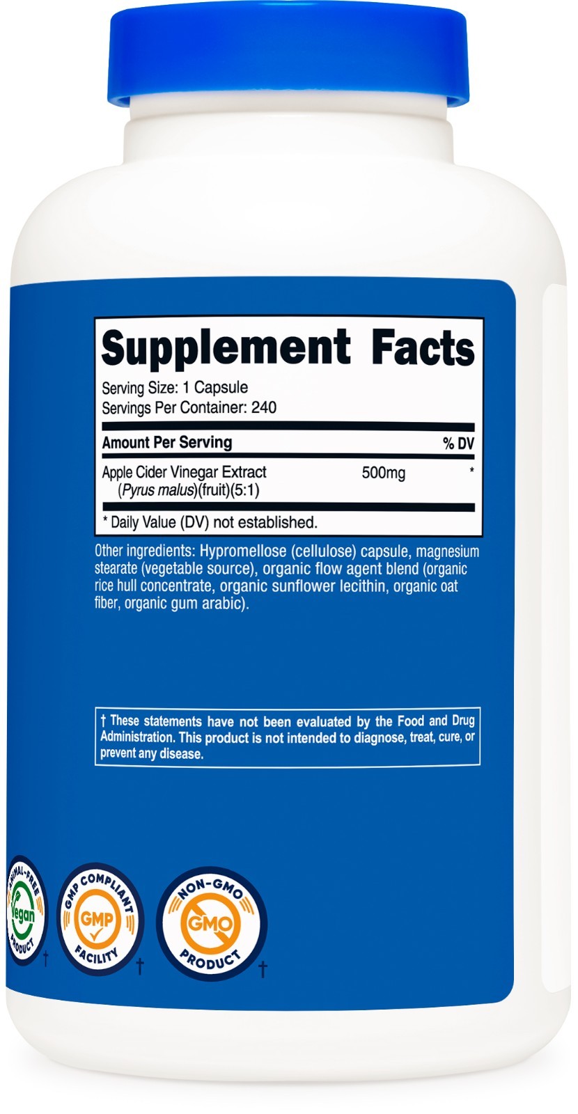 Nutricost Apple Cider Vinegar 500mg, 240 Capsules – Vegetarian and Non-GMO