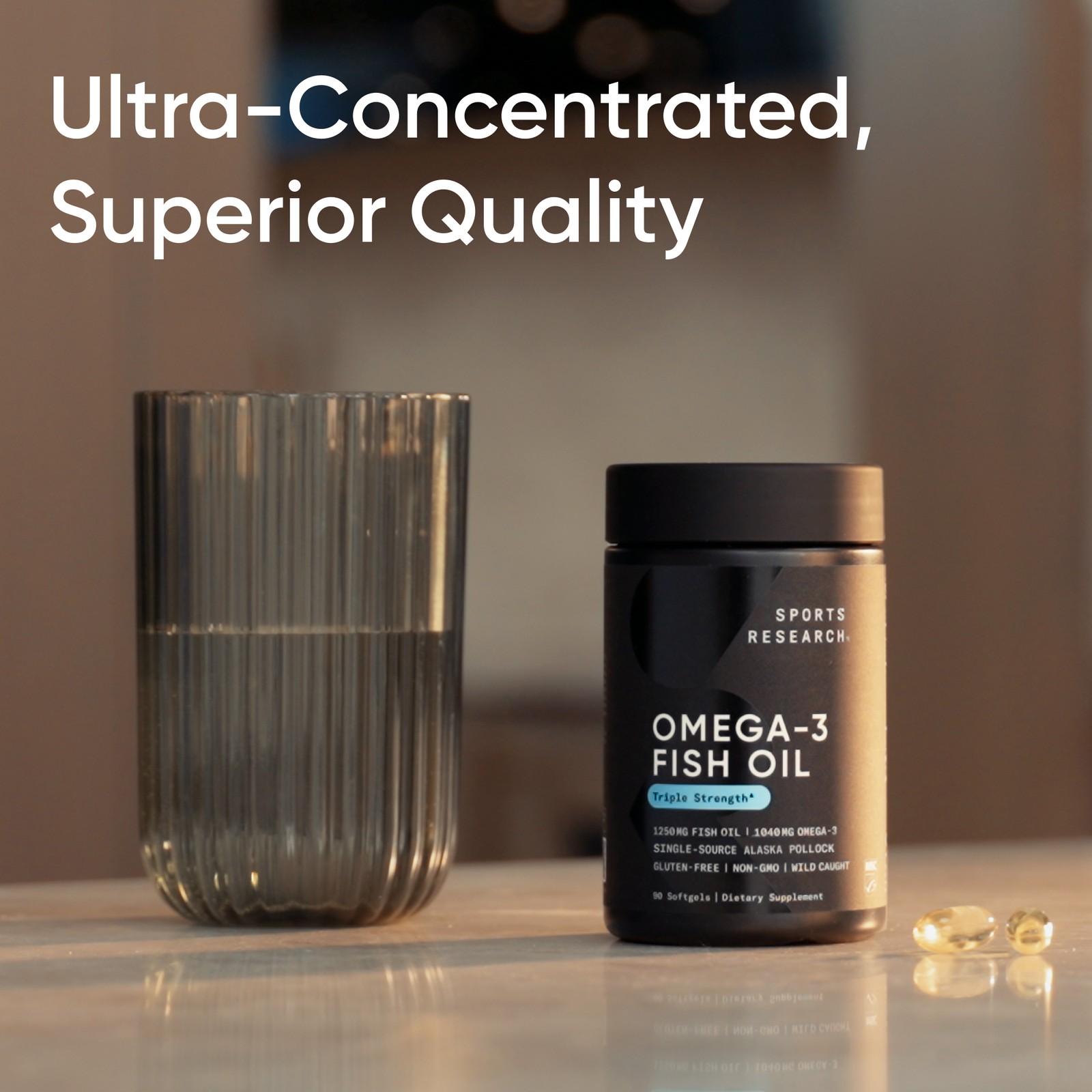 Triple Strength Omega 3 Fish Oil Burpless Supplement EPA DHA Fatty Acids 90 ct