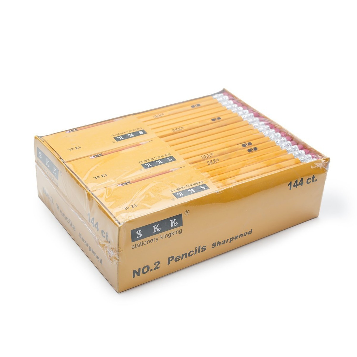 SKKSTATIONERY 144 Count Pre-sharpened #2 Pencils with Erasers – Bulk Yello