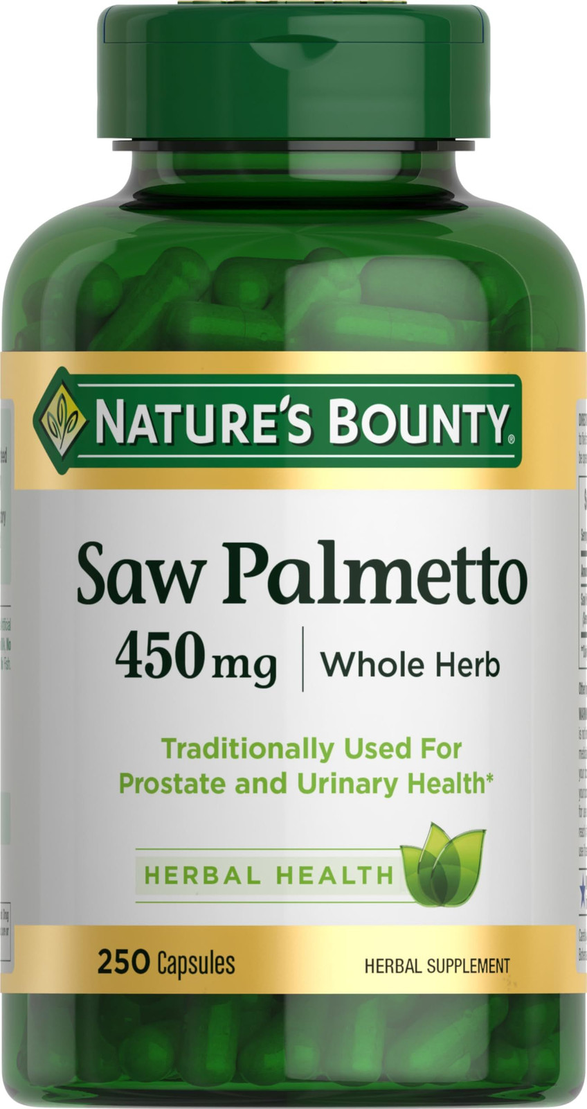 Nature’s Bounty Saw Palmetto Support for 250 Count (Pack of 1), Green