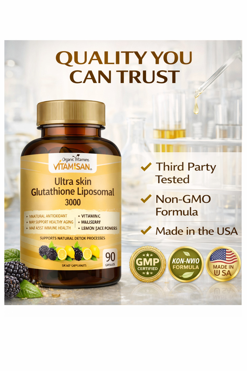 Glutathione Liposomal 3000 + Vitamin C Antioxidant Support 90 Caps