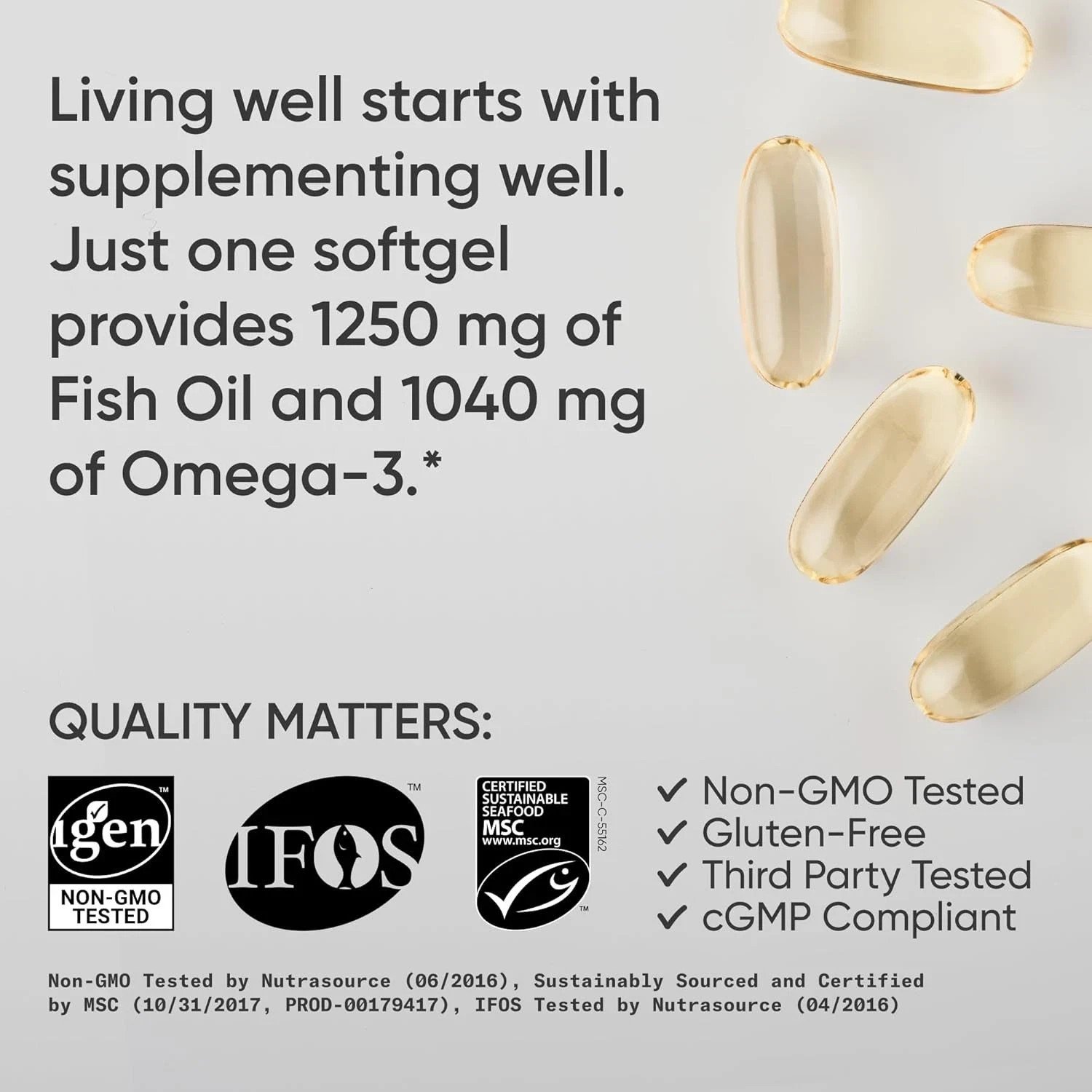 Triple Strength Omega 3 Fish Oil Burpless Supplement EPA DHA Fatty Acids 90 ct