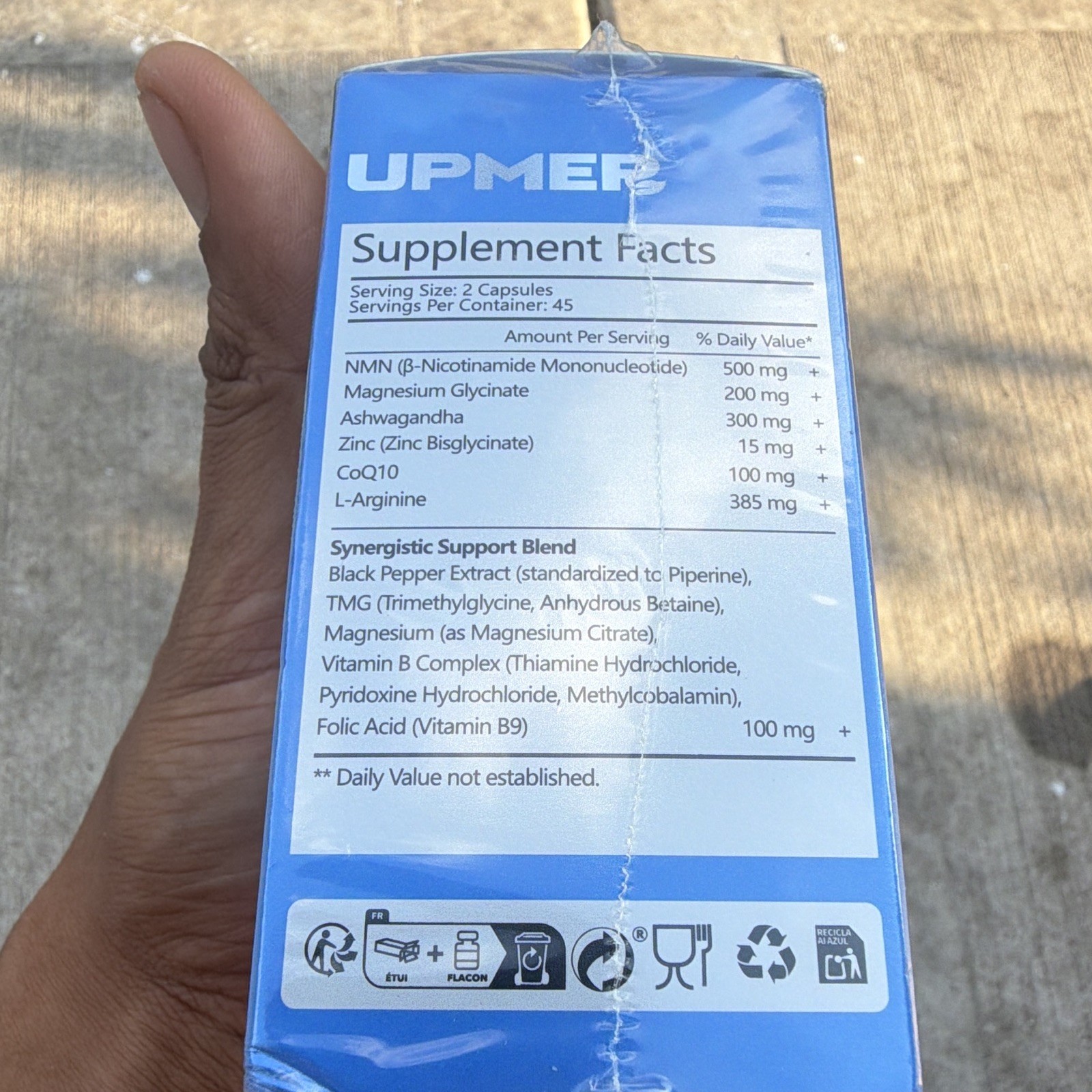 UPMER NMN Magnesium Complex 1500mg w/ Zinc Ashwagandha CoQ10 90 Veg Caps