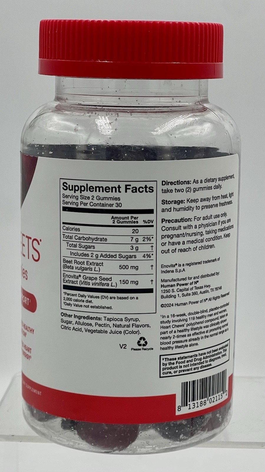 Lot of 2 SuperBeets Heart Gummies Strawberry Beetroot Grape Seed 60ct EXP03/27