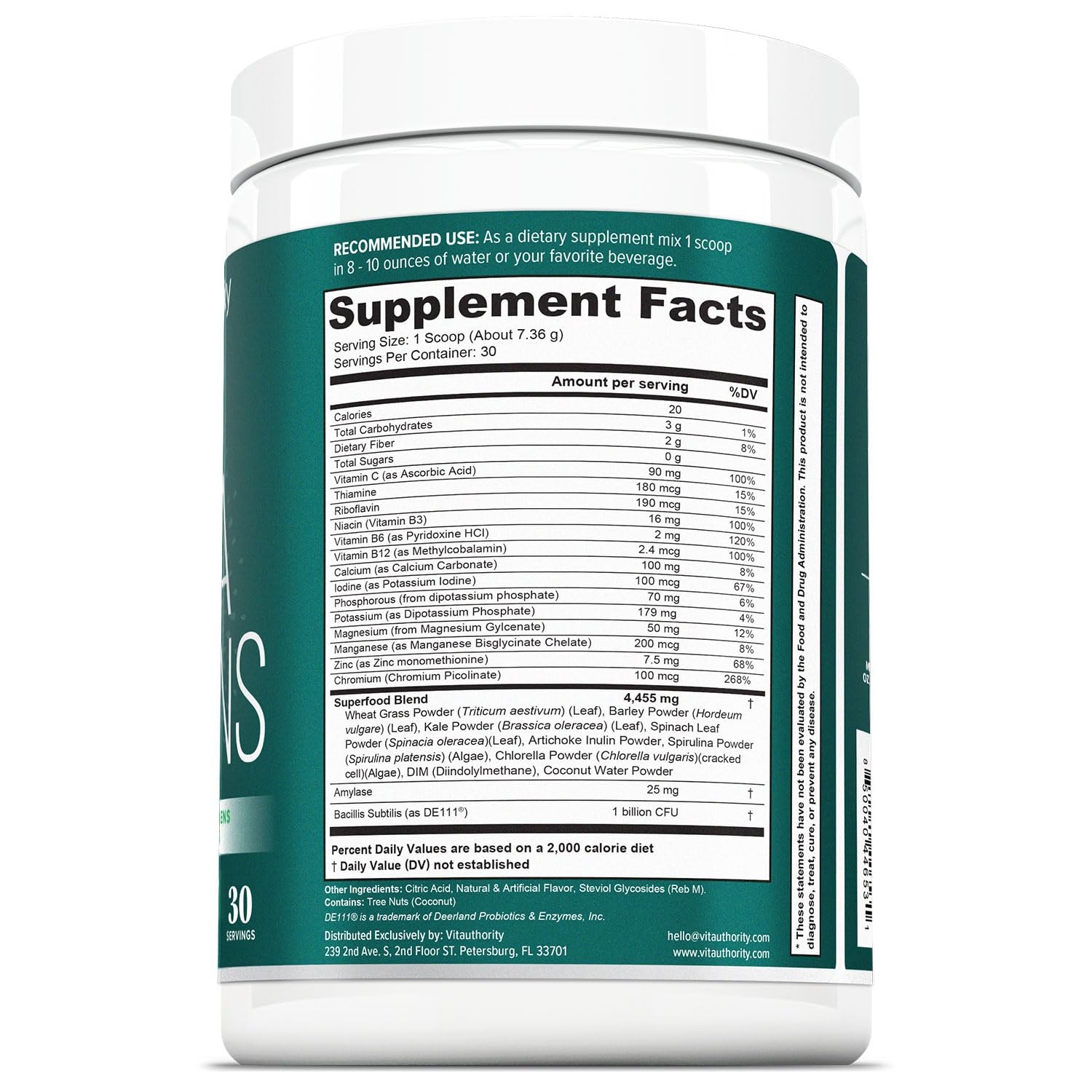 Vitauthority Vita Greens Superfood Powder: Immune and Digestion Support | Enh…