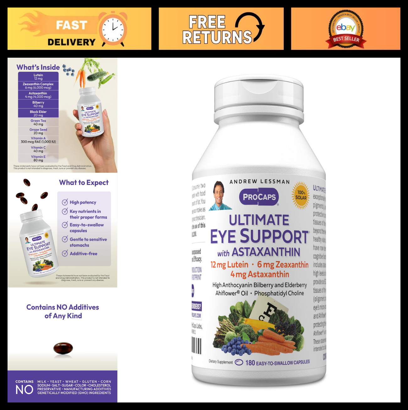 Ultimate Eye Support Softgels – Lutein, Zeaxanthin, Astaxanthin, Bilberry & EGCG
