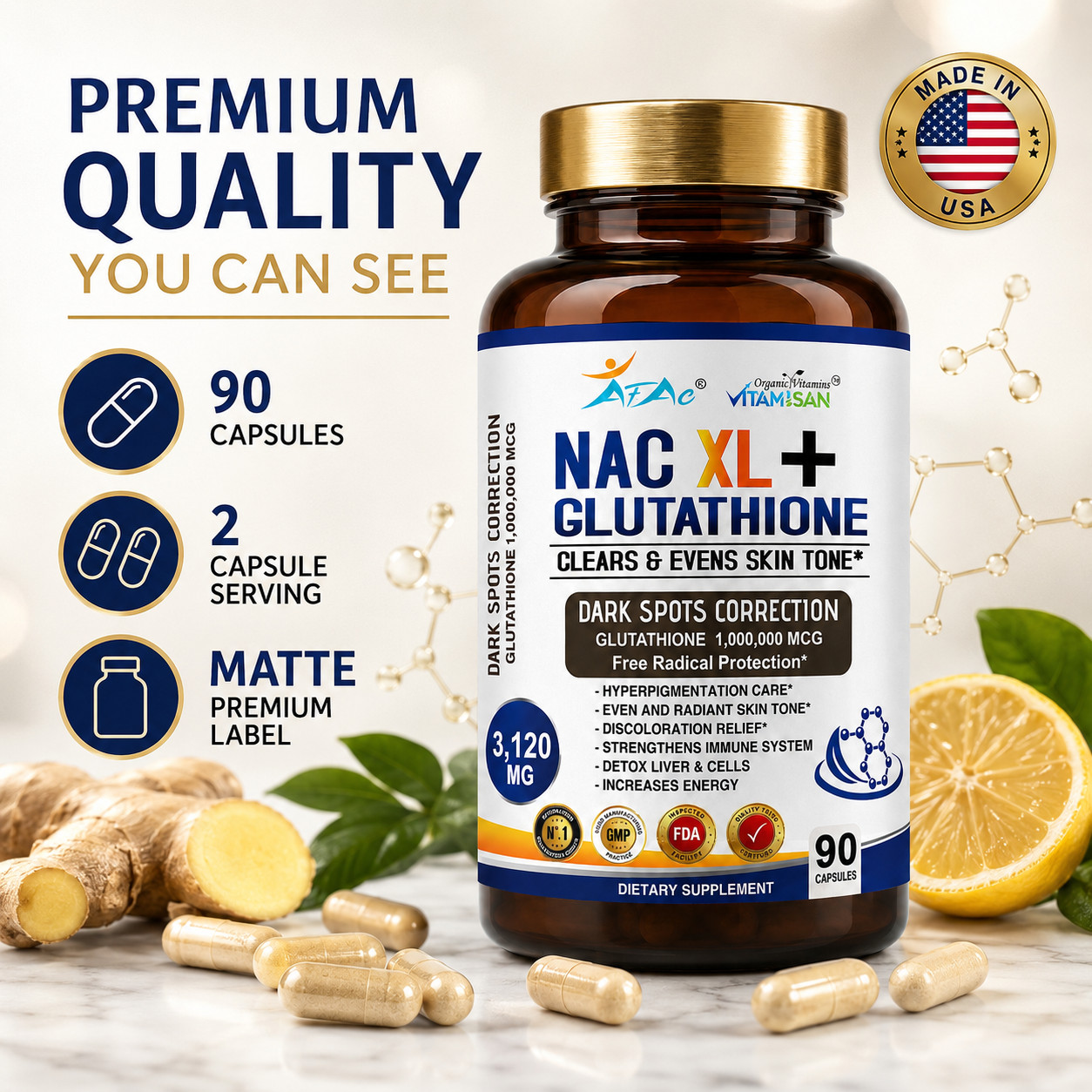 Liposomal Glutathione Pure Reduced L-Glutathione Detox 3120MG TOTAL