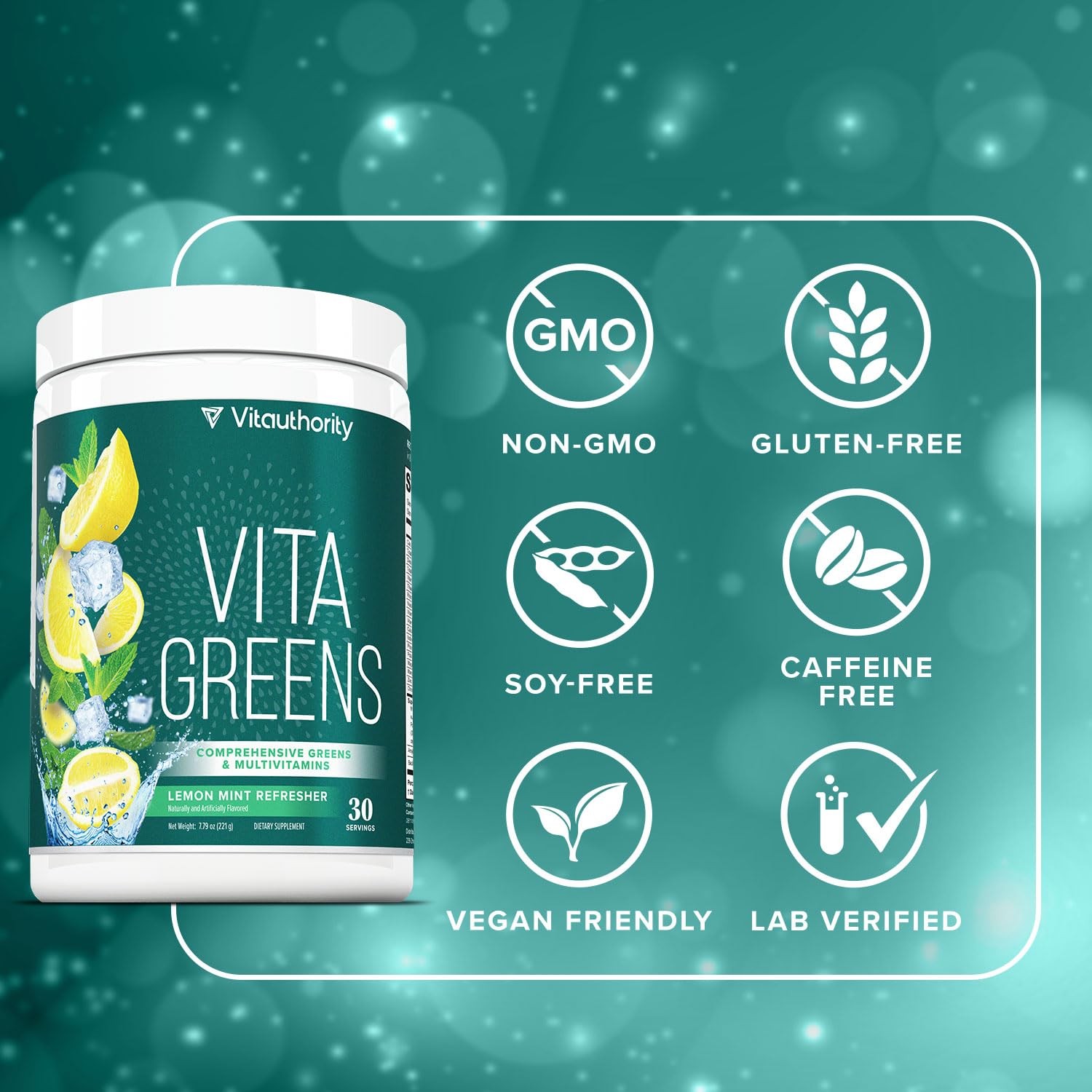 Vitauthority Vita Greens Superfood Powder: Immune and Digestion Support | Enh…