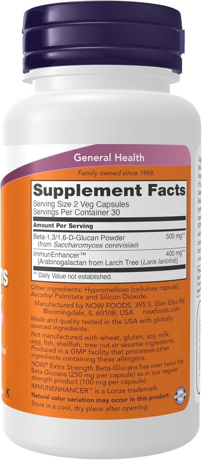 NOW FOODS Beta-Glucans with ImmunEnhancer (250mg) 60 Veg Capsules pack of 3