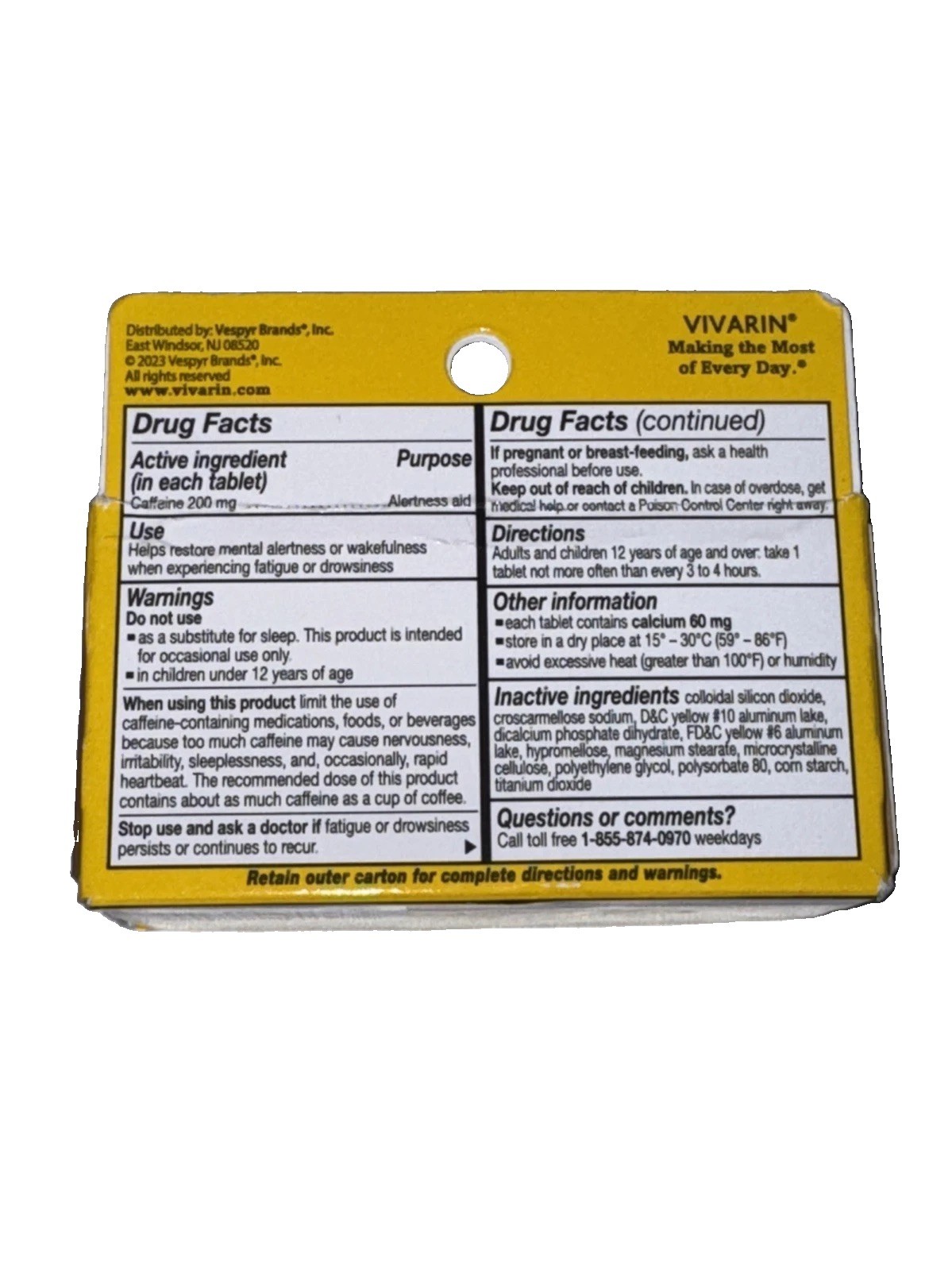 Vivarin Caffeine Alertness Aid Tablets 40 Ct EXP 10/2026 NEW Sealed