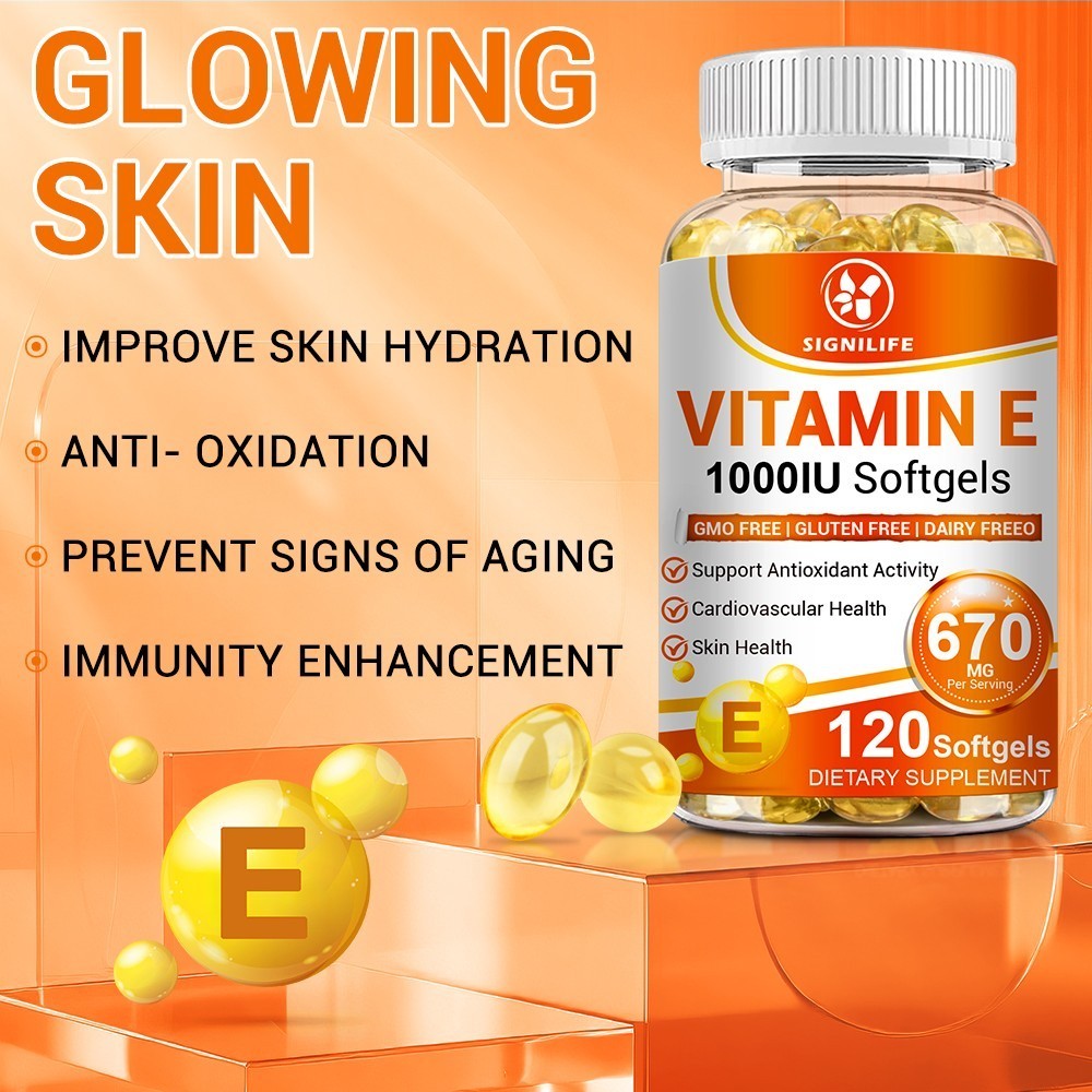 Vitamin E 1000IU Mixed Tocopherols Natural Antioxidant for Skin & Immune Support