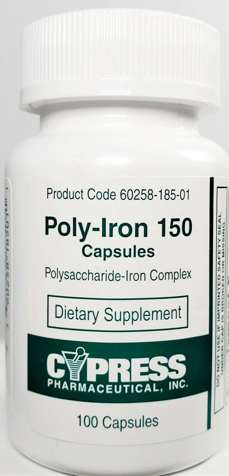Cypress Poly Iron 150 mg 100 Capsules -Exp Date 12-2024