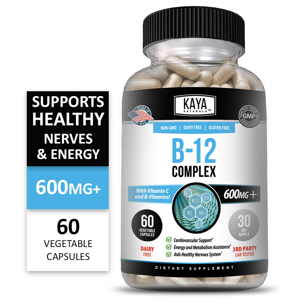 Vitamin B-12 Complex 60ct, B-12 Vitamins, Energy, Cardio, Aids Nervous System