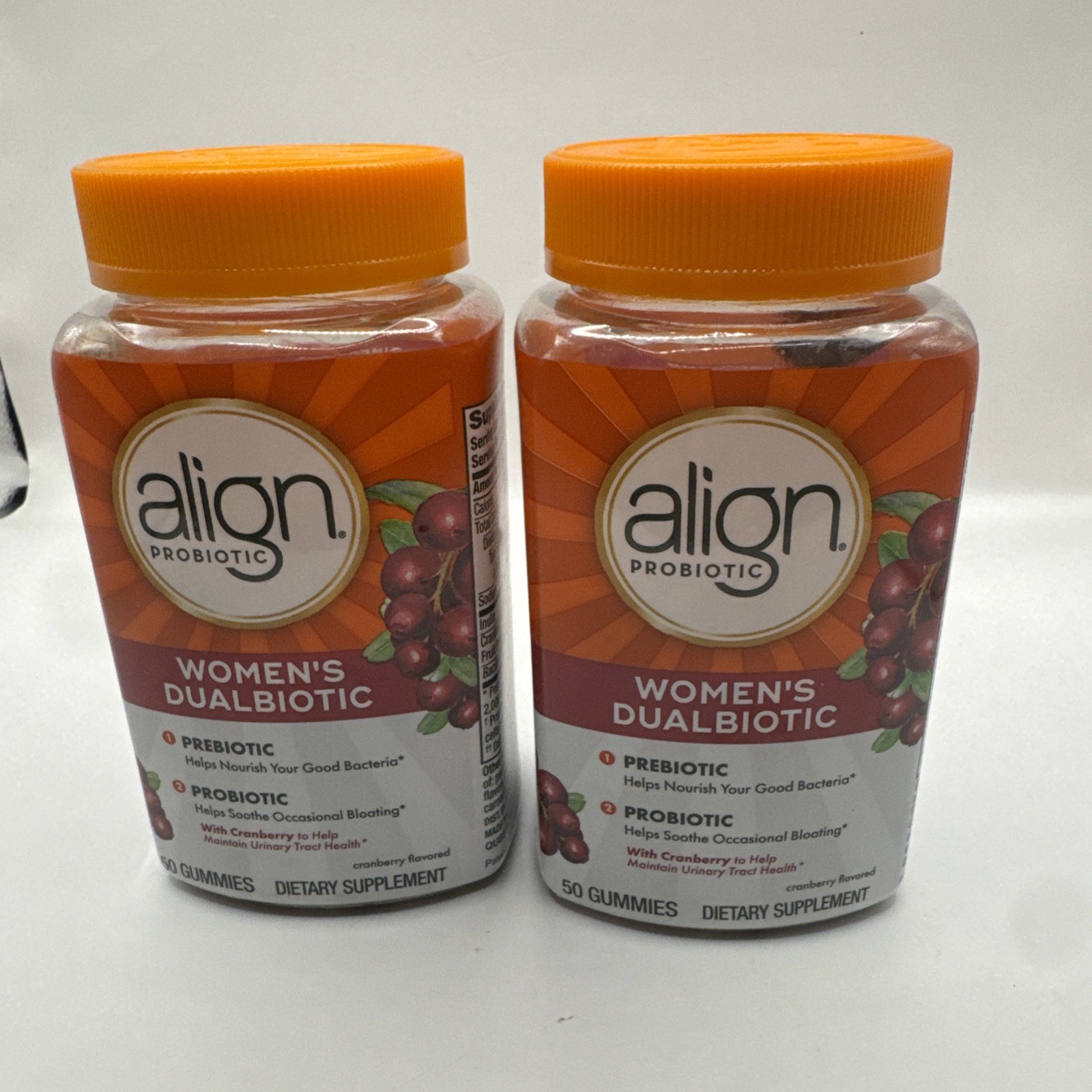 Lot (2) Align Women’s Health Prebiotic Probiotic Cranberry 50 Gummies Exp 5/27+