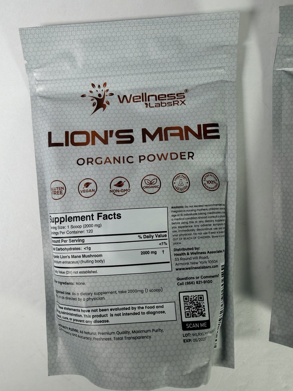 2x WELLNESS LABSRX Mushroom Powder 25in1 Mushrooms Supplement 2000mg 120 Serving
