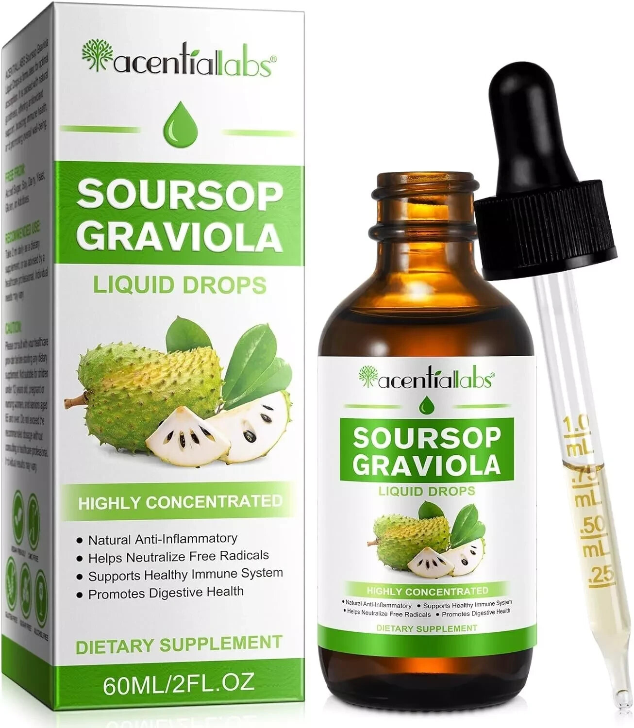 Naturesours 100% Pure Organic Soursop Graviola Extract Immune Support 60ML 12/26
