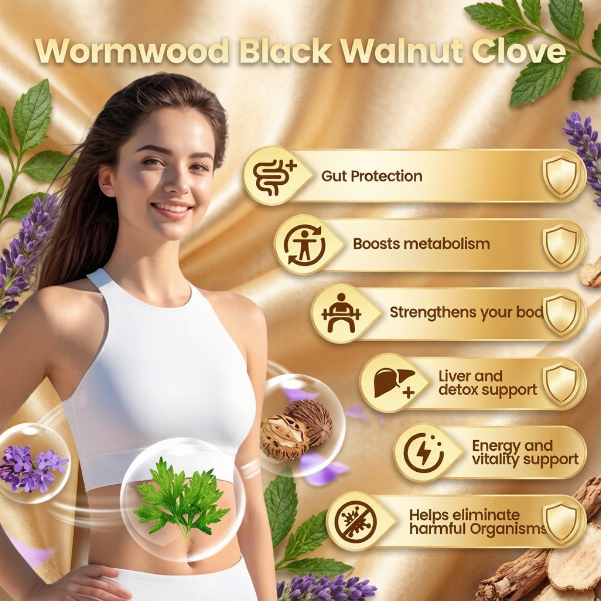Vivonu 18-in-1 Wormwood Black Walnut Clove Gut Detox Liquid Soft Gels 240 Count