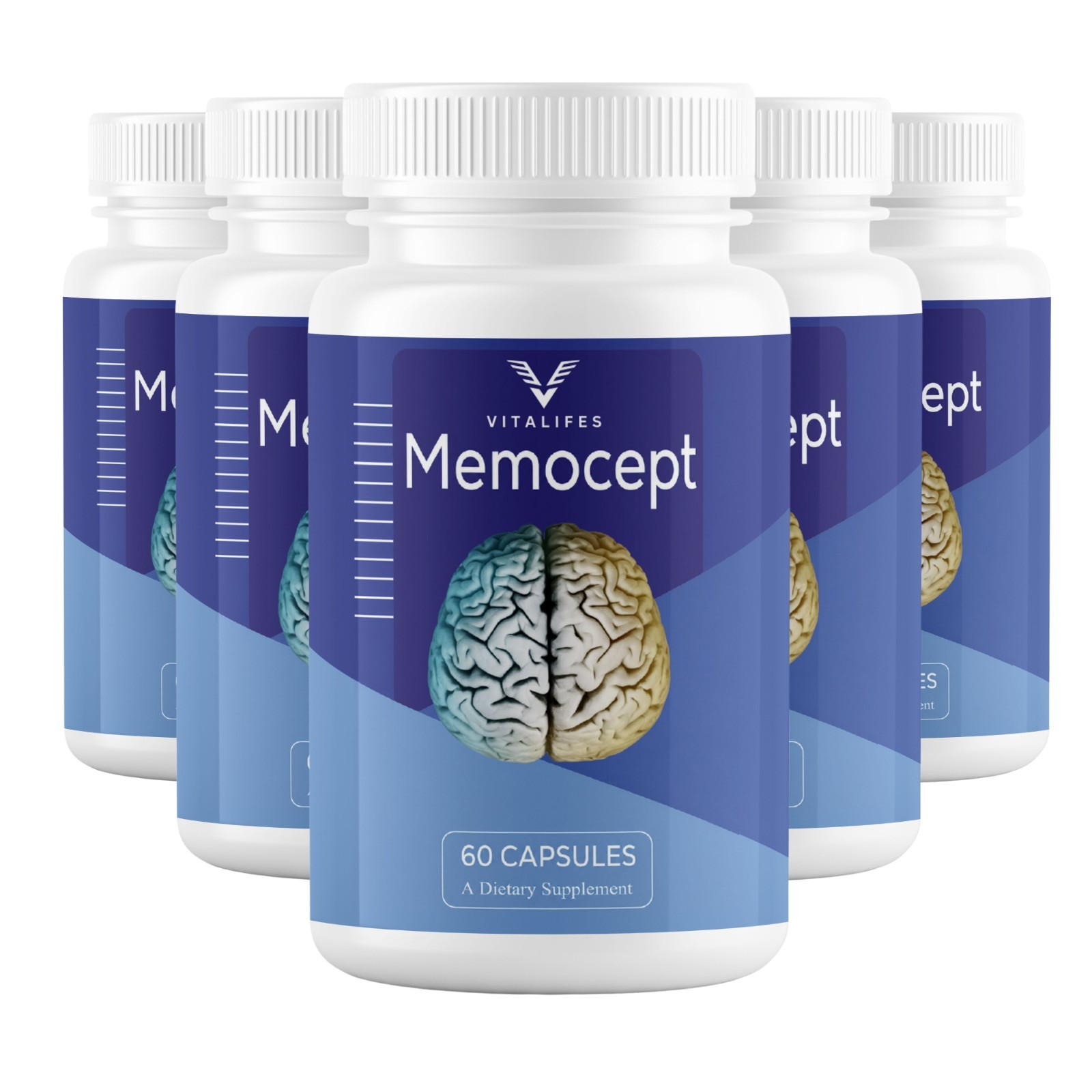 (5 Pack) Memocept Advanced Brain Support, Memocept Supplement 60 Caps