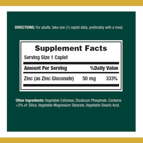 NATURES BOUNTY ZINC ~ Supports Immune Health 50mg 400 ct Caplets ~ Exp 06/2027