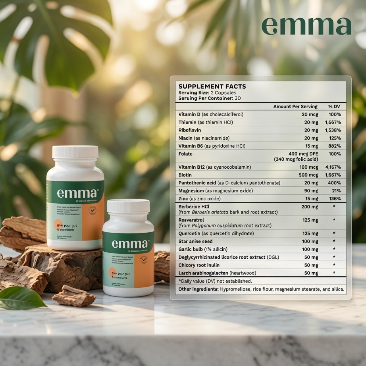 Emma Gut Health Supplement 60 Capsules – Bloating & Digestion Support