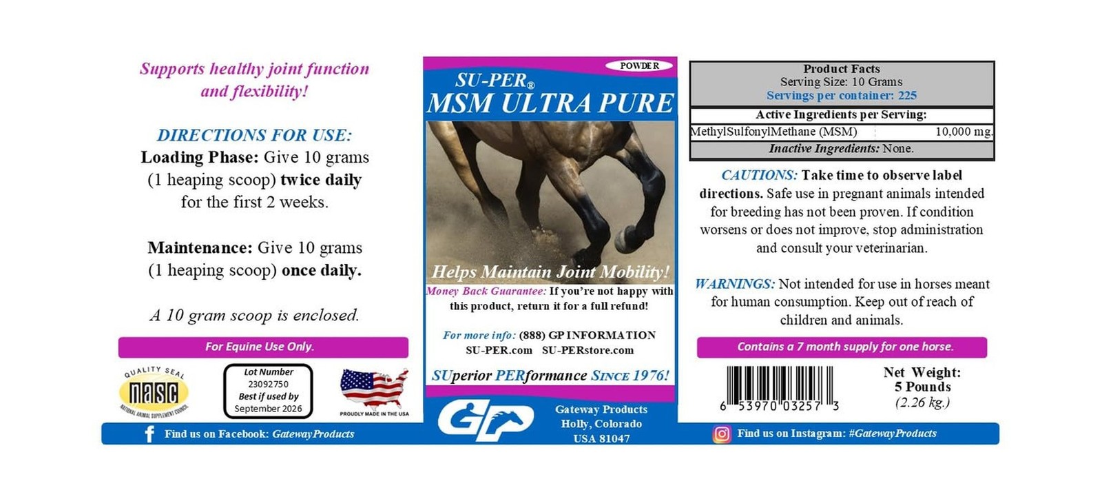 SU-PER MSM Ultra Pure Horse Joint Supplement – Helps Maintain Joint Mobility …
