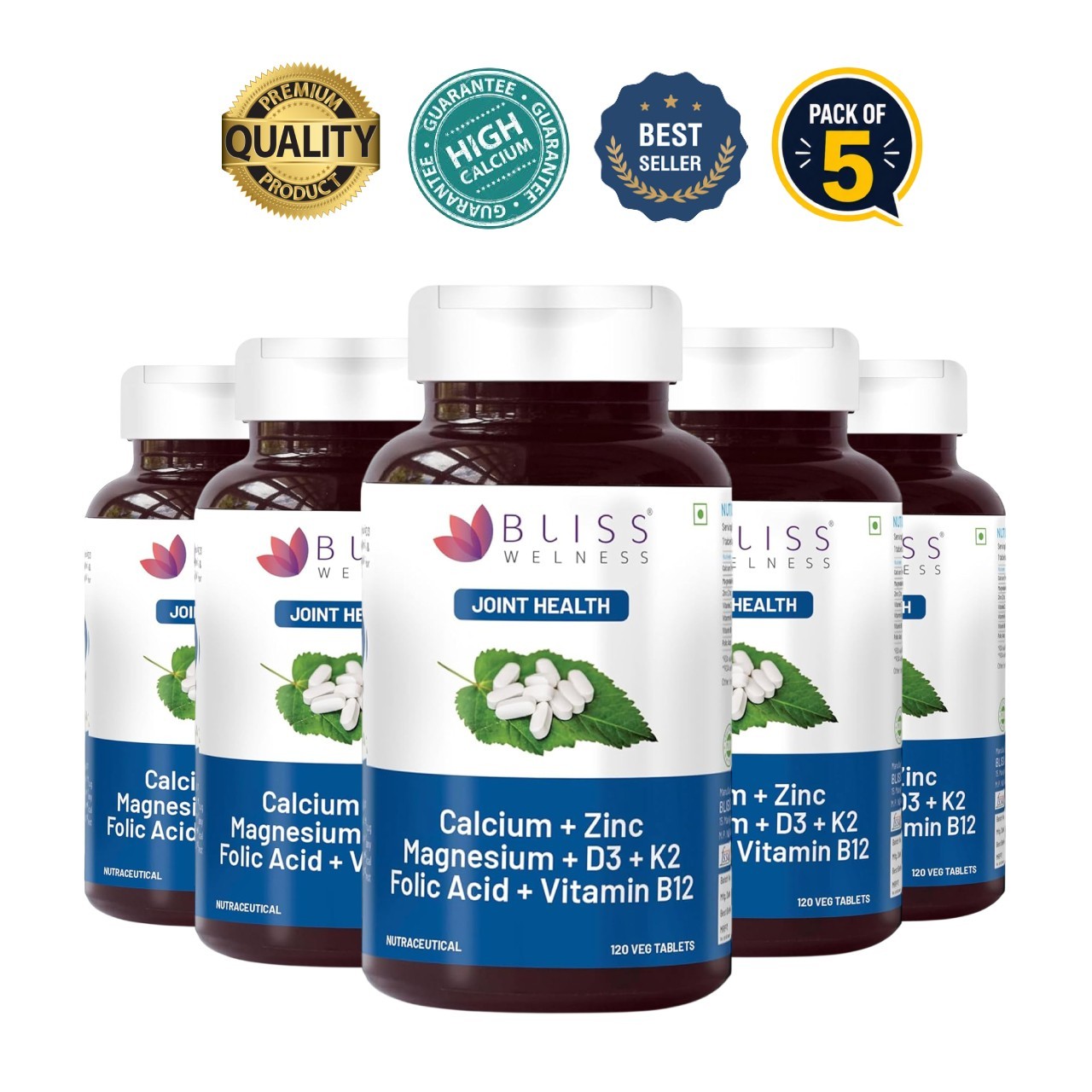 Bliss Wel.ness Calcium Magnesium Zinc 120 Tabs Pack of 5