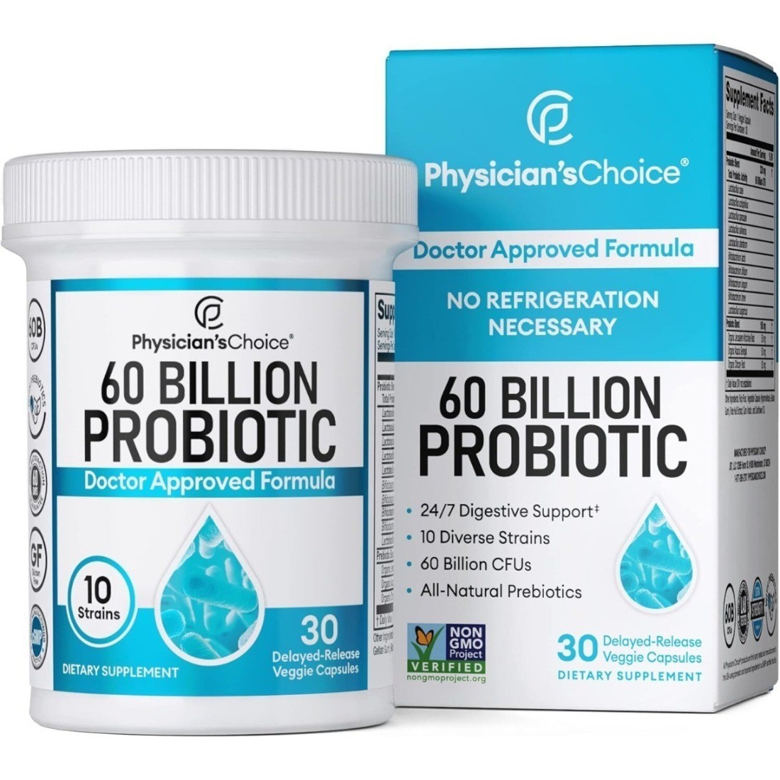 Physician’s Choice Probiotics 60 Billion CFU10 Strains + Organic Prebiotics NEW