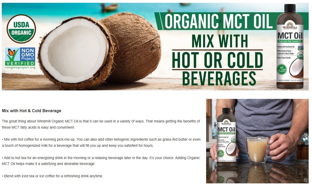 Windmill USDA Organic MCT Oil, 32 Fluid Ounces – Fresh – Free Shipping!