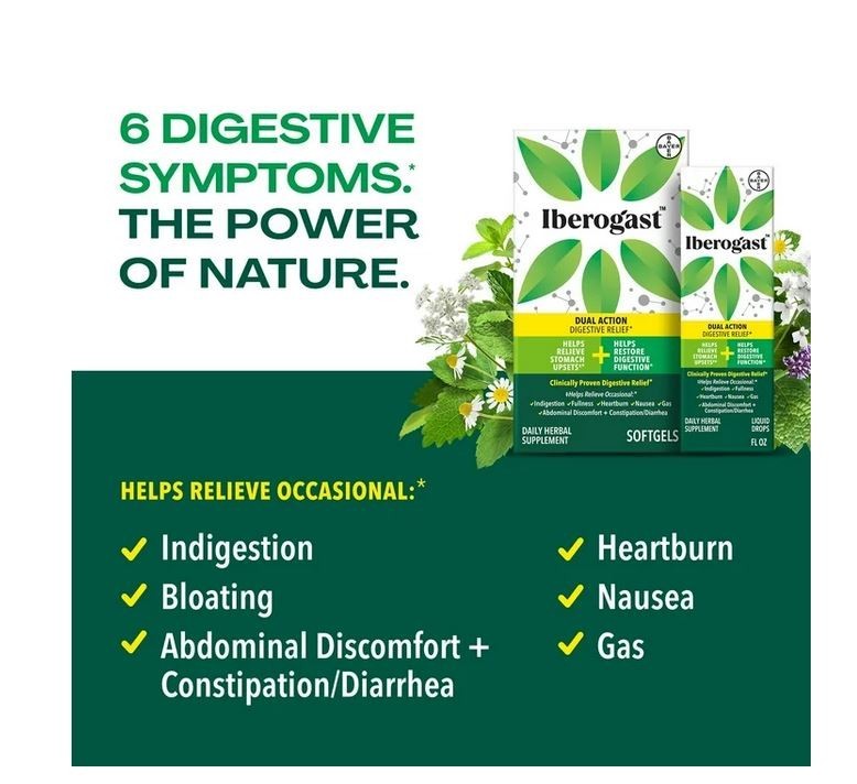 Iberogast Dual Action Digestive Relief Daily Herbal Supplement Supports Gut He