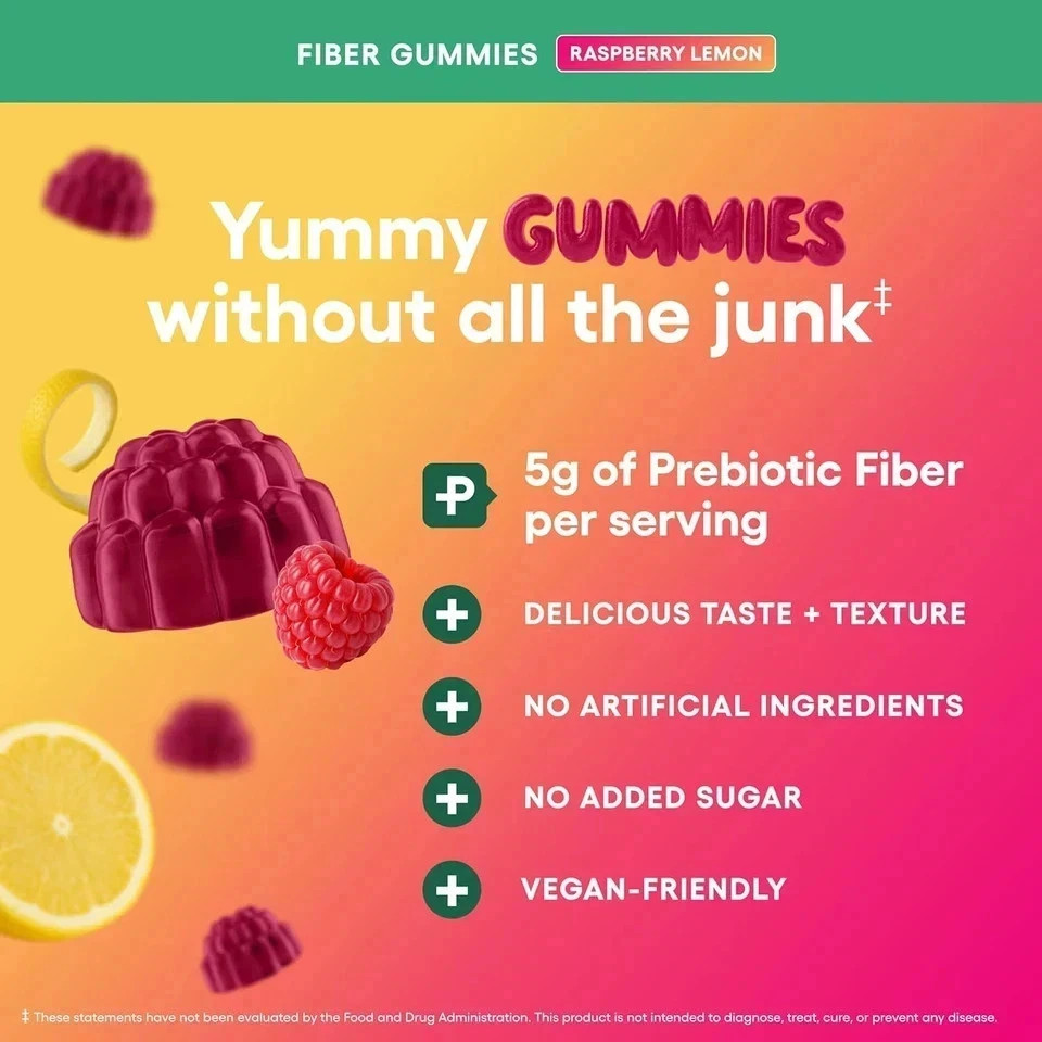 Physician’S Choice Fiber Gummies for Digestive Health & Regularity – Raspberry L