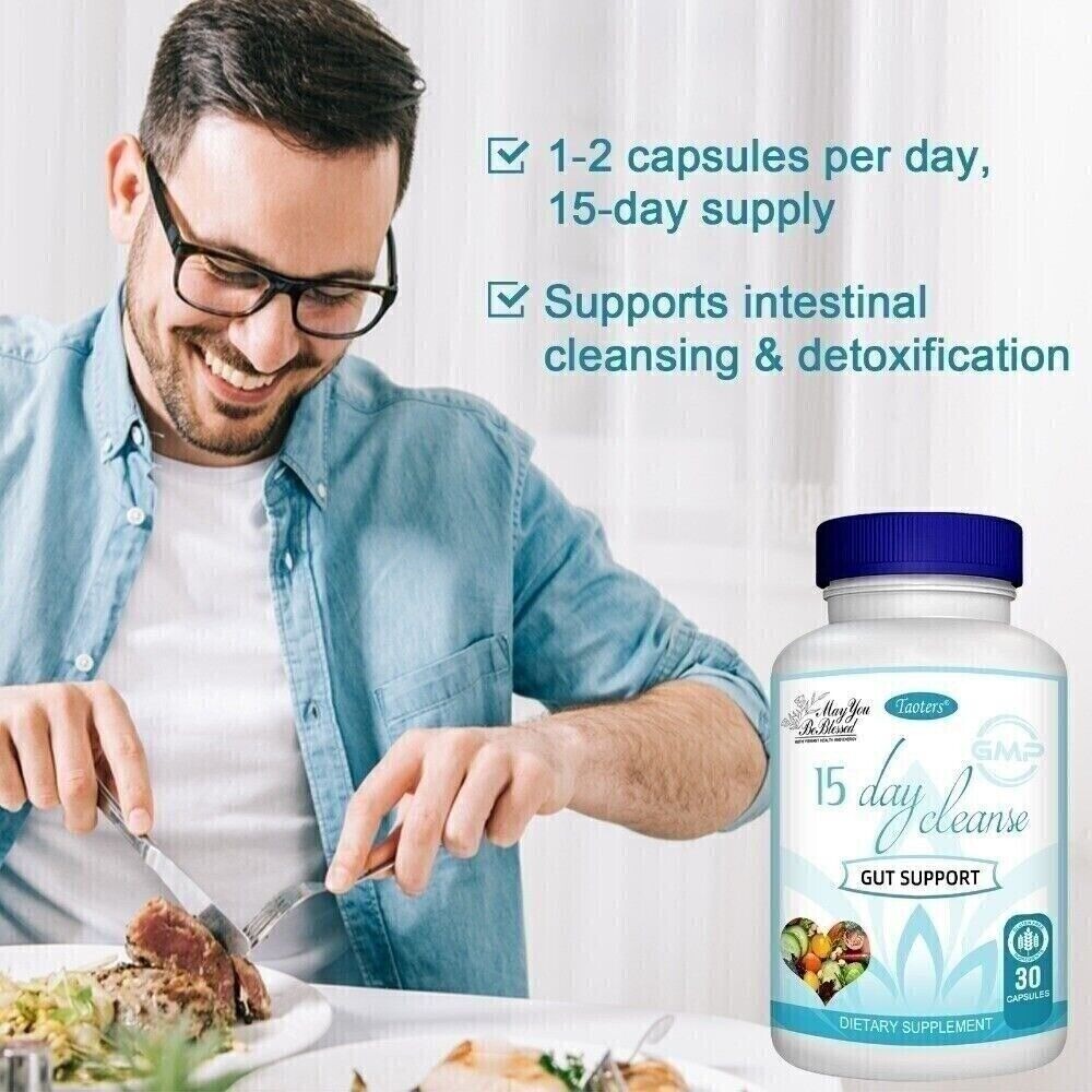 15 Cleanse Day Gut Support Intestinal Purification Detoxification 30 Capsules US