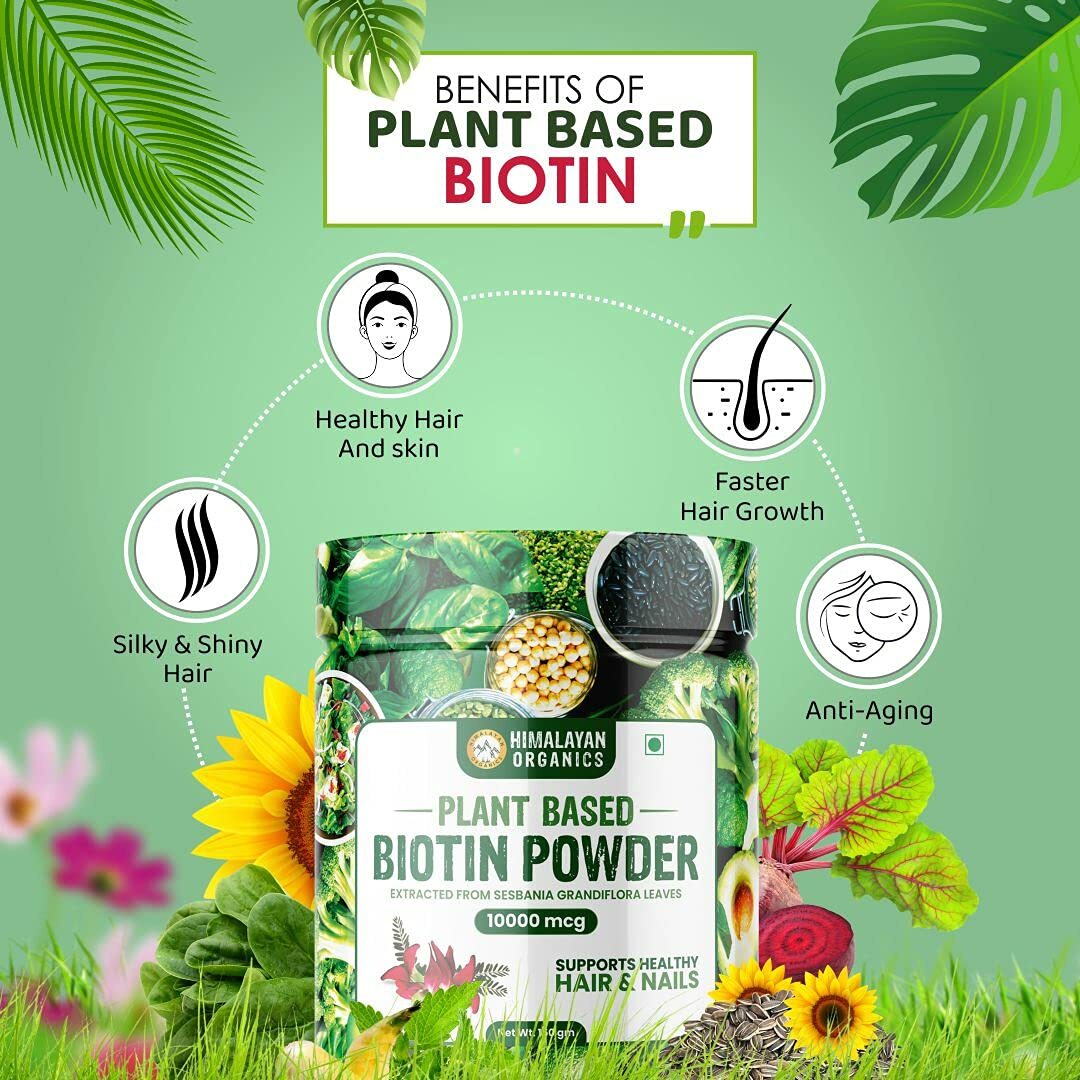 Himalayan Organics Plant Based Biotin Powder 10000mcg 150gm