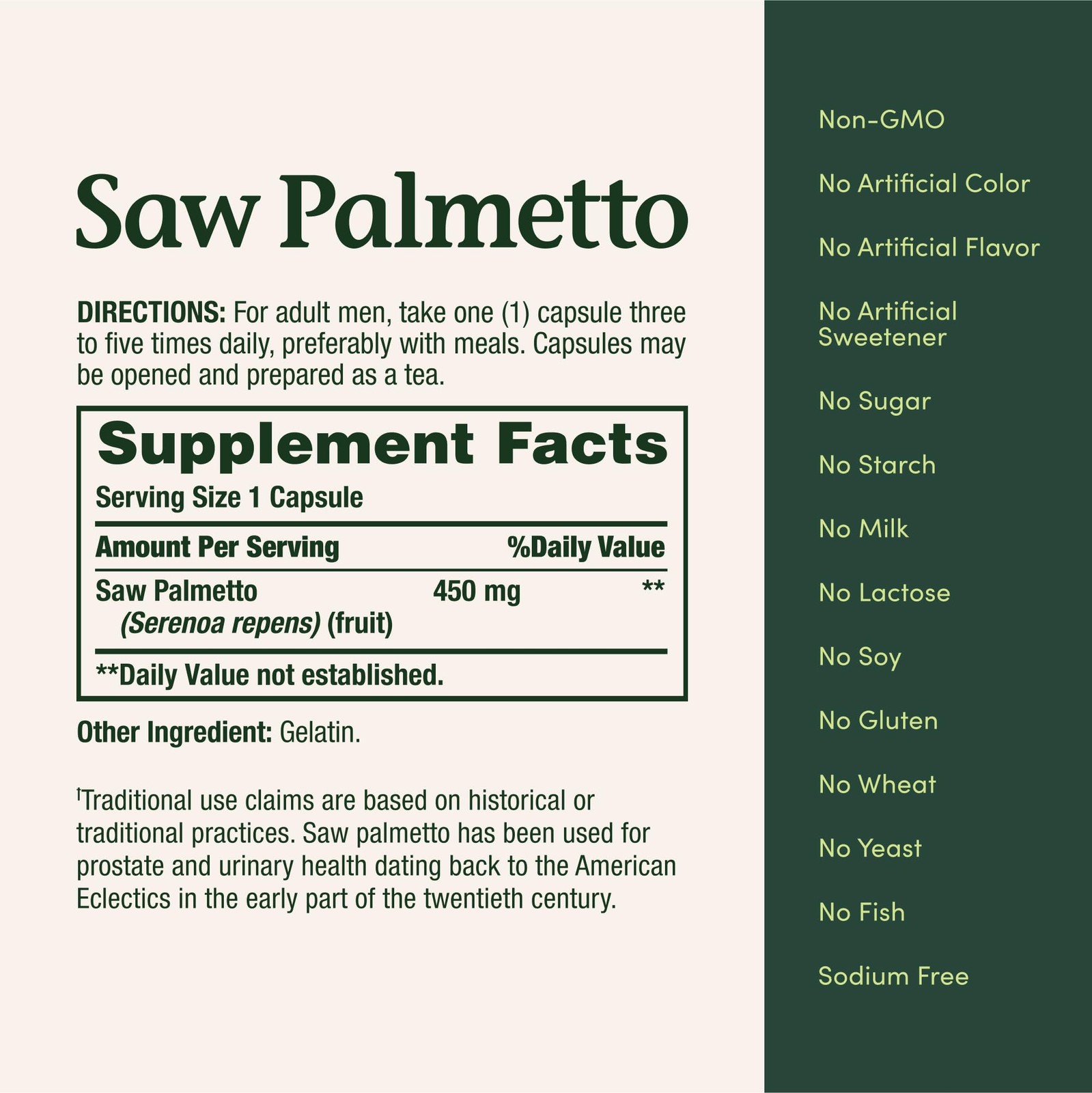 Nature’s Bounty Saw Palmetto Prostate Urinary Health Supplement 450mg 250 Capsul