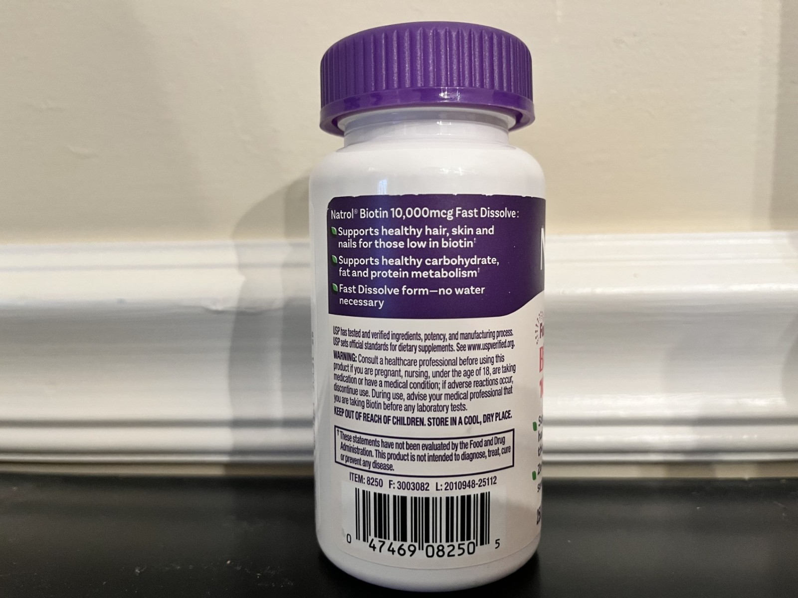 NATROL BIOTIN BEAUTY Strawberry Flavor 10000 mcg 250 Tablets DIETARY SUPPLEMENT